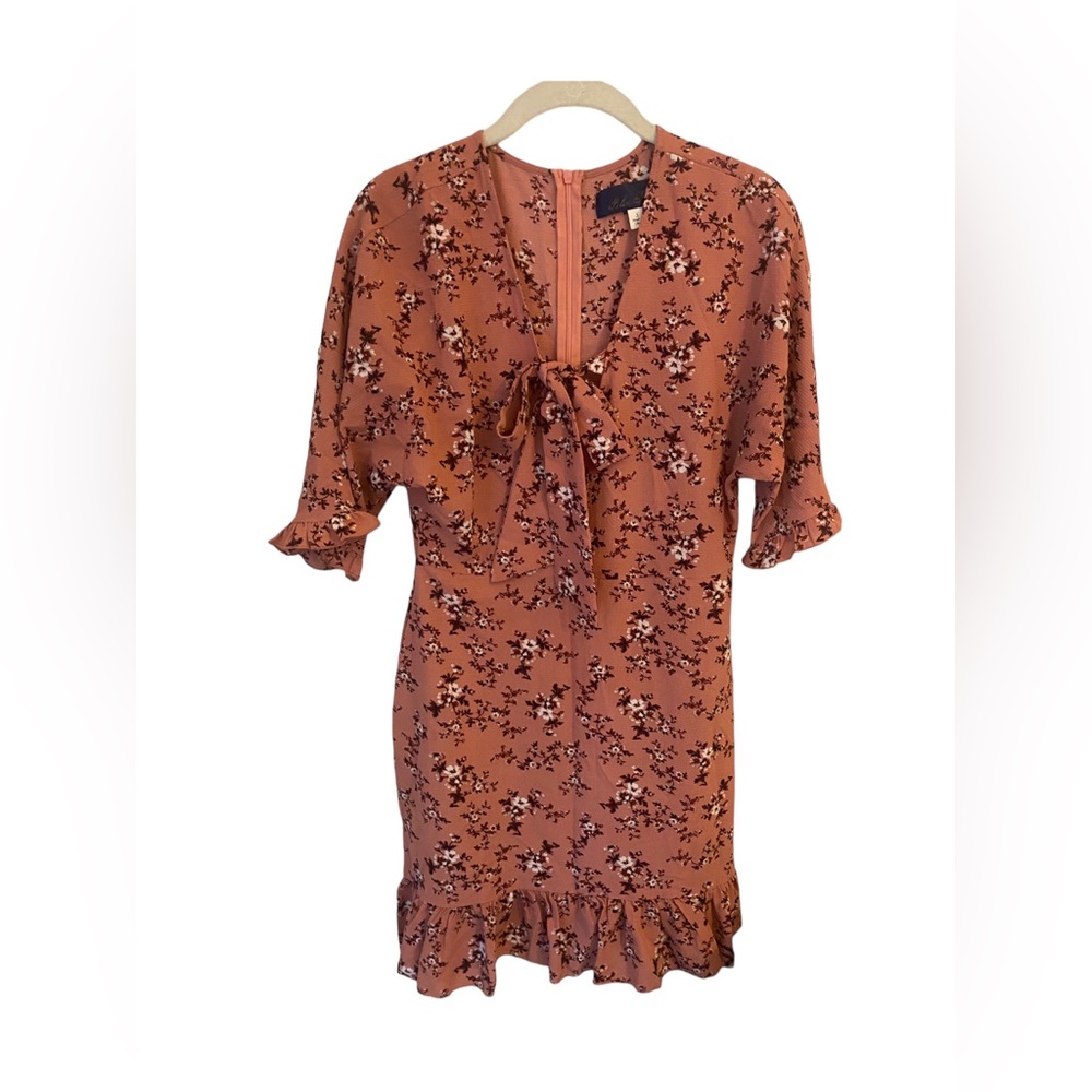 Blue rain dress - pink floral mini  dress size Small